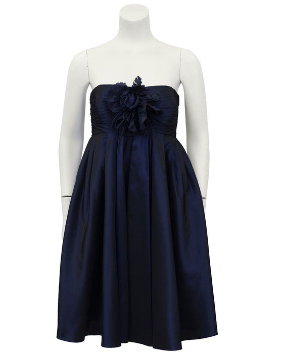 Navy Blue Taffeta Cocktail Dress