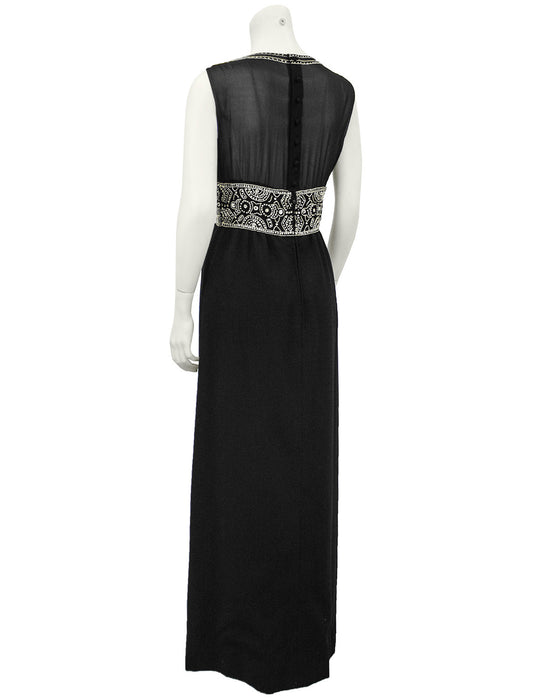 Black Wool Gown with Embellishment
