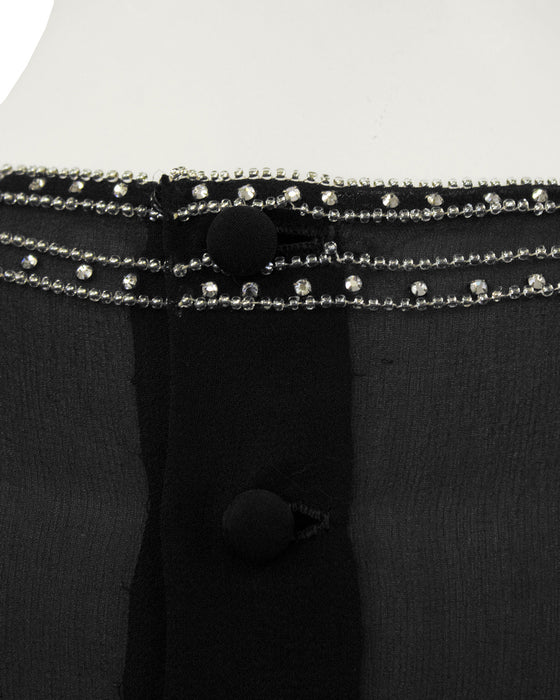 Black Wool Gown with Embellishment
