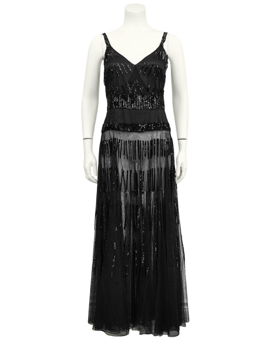 Black Sheer and Sequin Gown Ensemble