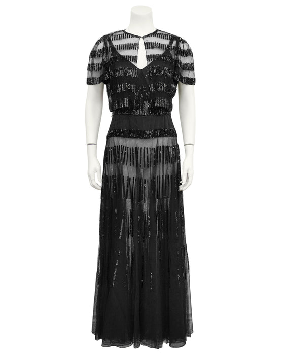Black Sheer and Sequin Gown Ensemble