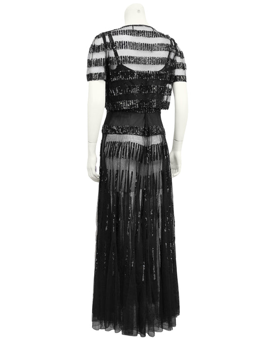 Black Sheer and Sequin Gown Ensemble