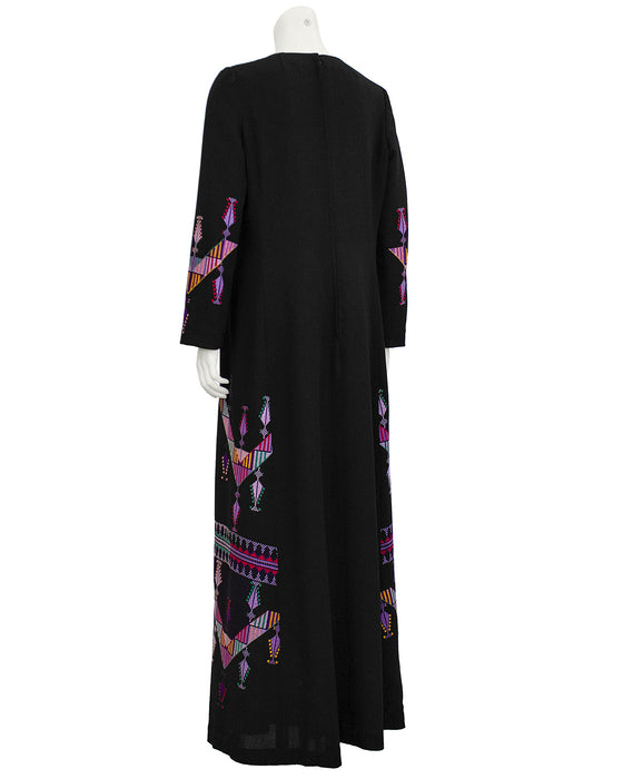 Black Embroidered Israeli Kaftan by Maskit