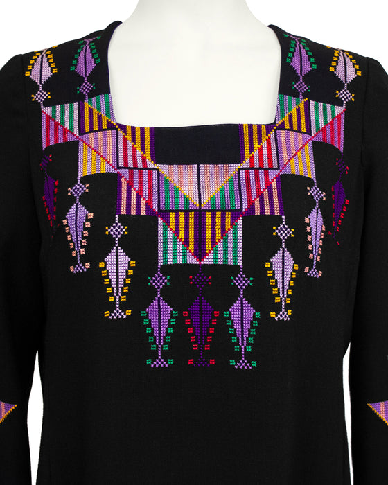 Black Embroidered Israeli Kaftan by Maskit