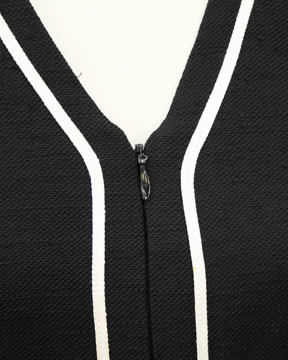 Black Day Dress with White Piping – Vintage Couture