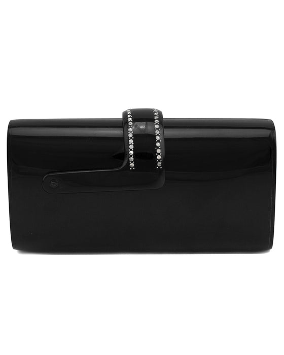 Black Resin Rhinestone Embellished Evening Clutch