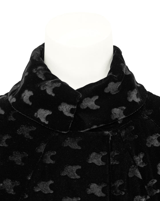 Black Velvet Evening Coat with Fox Cuffs
