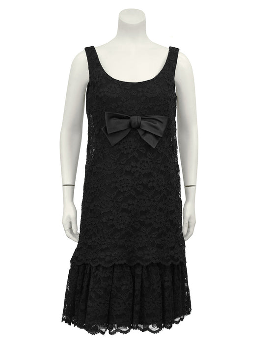 Black Lace Cocktail Dress with Bow