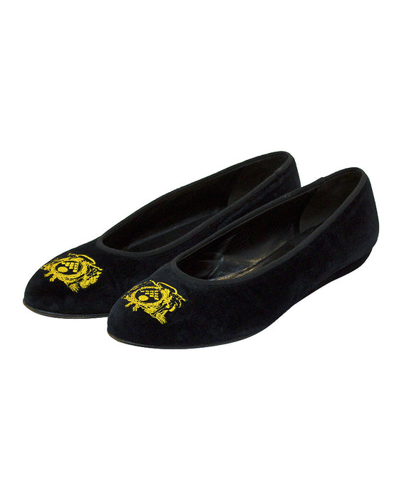 Black Velvet crested Ballet Slippers