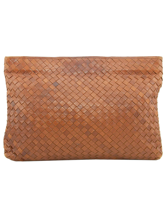 Large Brown Intrecciato Clutch