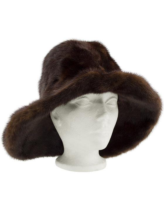 Brown Mink Wide Brim Hat