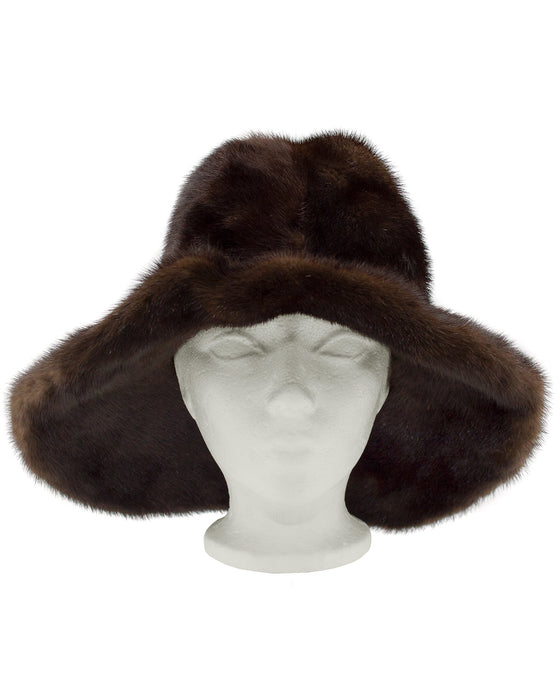 Brown Mink Wide Brim Hat