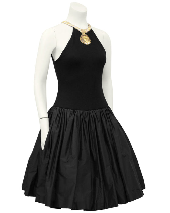 Black Cocktail Dress with Gold Roman Details