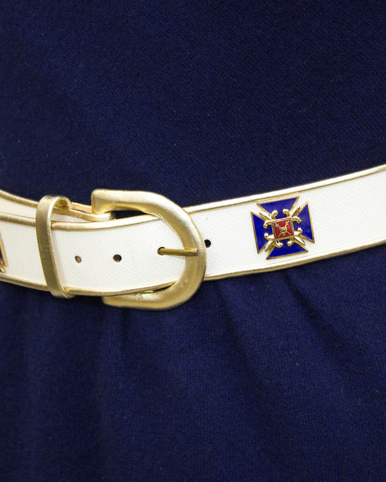 Navy Blue Wool Dress with Belt
