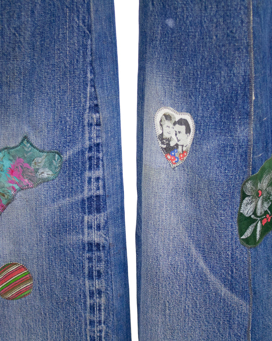 Blue Patchwork Jeans