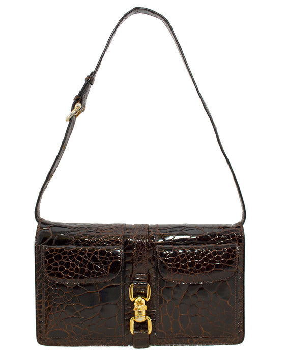 Reptile Patterned Shoulder Trio Bag/Clutch