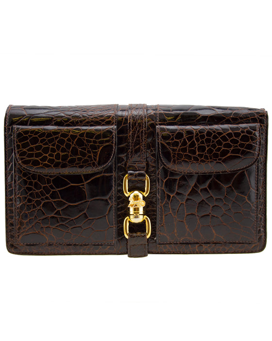 Reptile Patterned Shoulder Trio Bag/Clutch