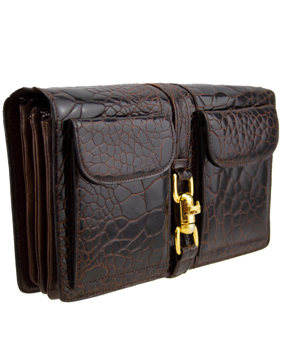 Reptile Patterned Shoulder Trio Bag/Clutch