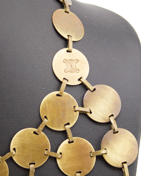 Bronzed Metal Coin Necklace and Bracelet Set