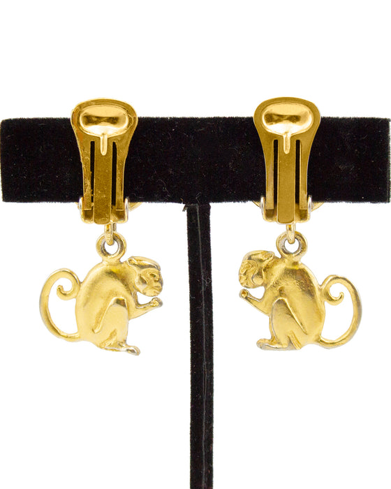 Gilt Metal Monkey Earrings