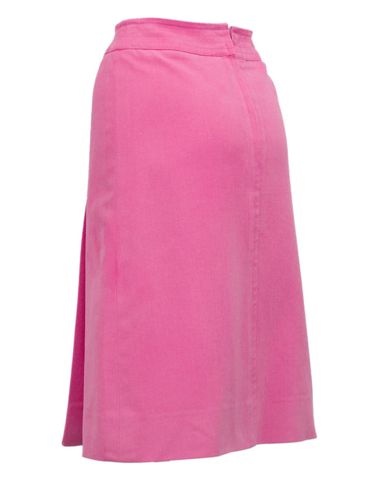 Pink Cotton Denim Wrap Skirt