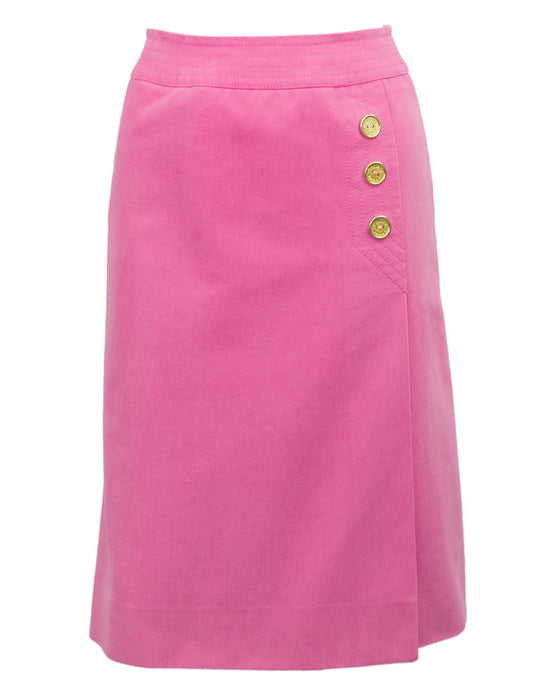 Pink Cotton Denim Wrap Skirt