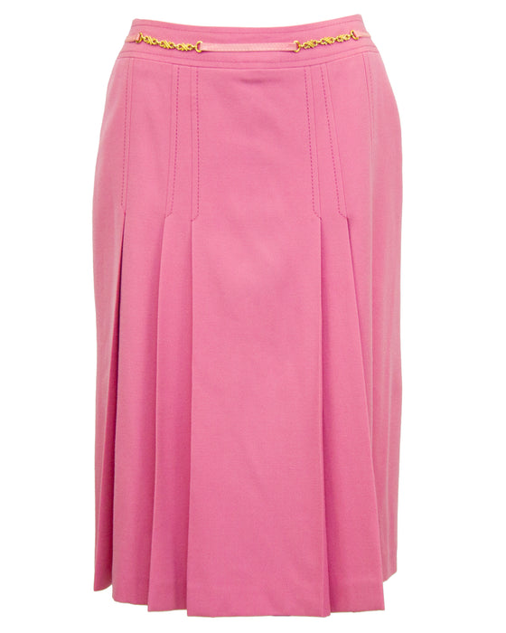 Pink Pleated Wool Skirt