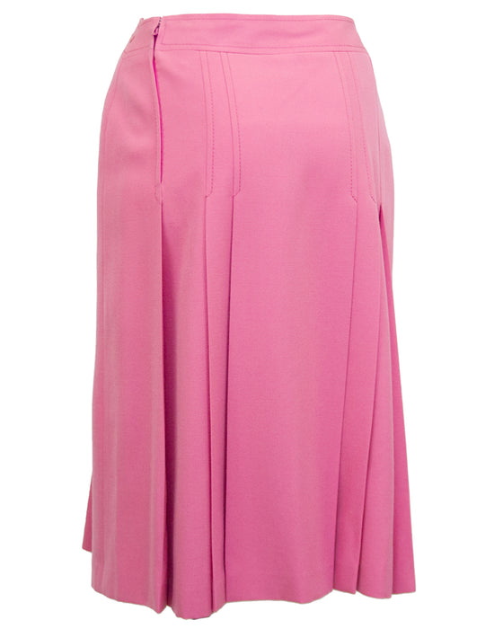 Pink Pleated Wool Skirt