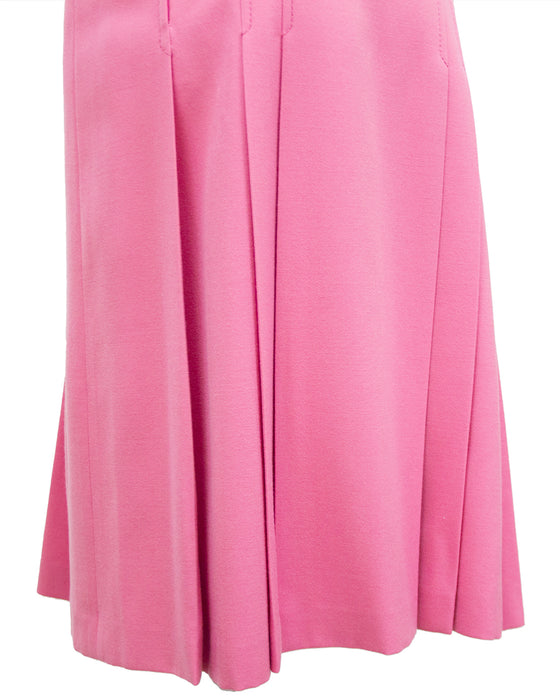 Pink Pleated Wool Skirt