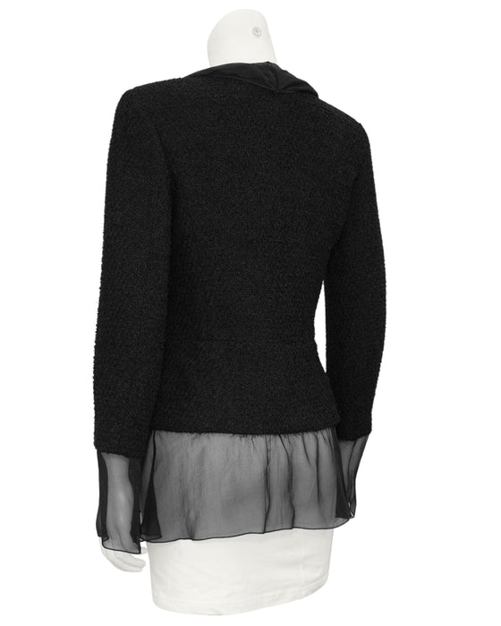 Black Boucle and Chiffon Blazer