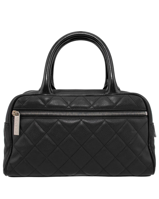 chanel black quilted caviar