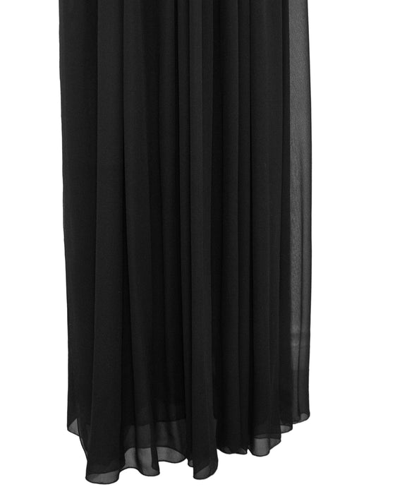 Black Chiffon Gown with Gold Chain Belt