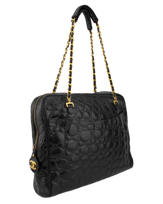 Black Alligator Shoulder Bag