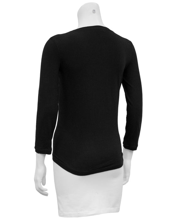 Black Long Sleeve Top with Cut Out and Coin Detail