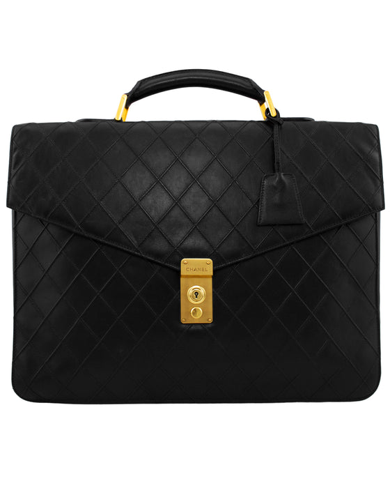 Black Quilted Lambskin Breifcase