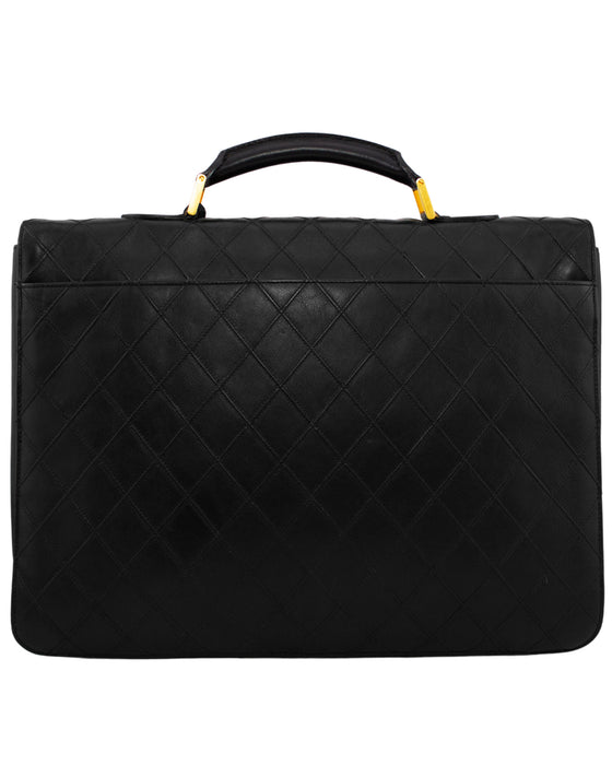 Black Quilted Lambskin Breifcase