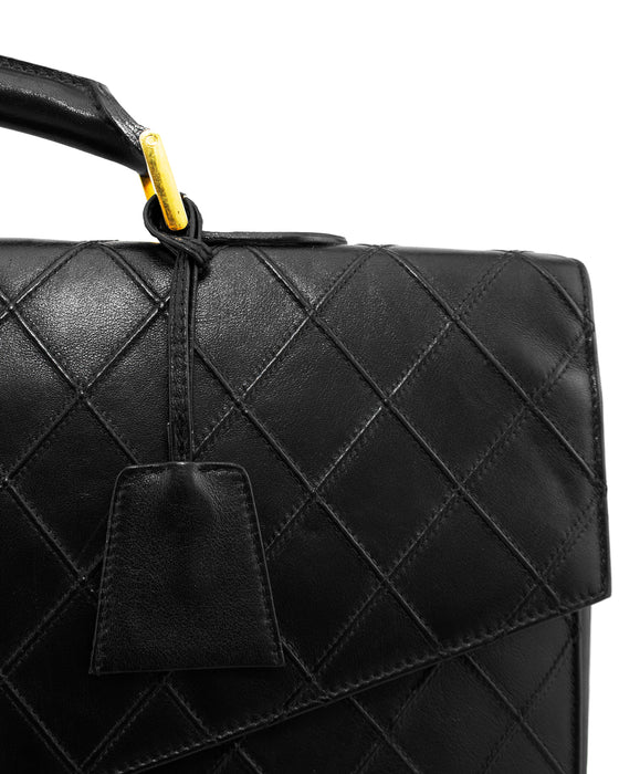 Black Quilted Lambskin Breifcase