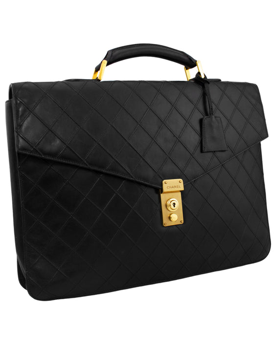 Black Quilted Lambskin Breifcase