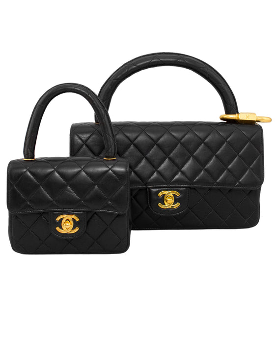 Black Lambskin Classic Single Flap Double Twin Bags