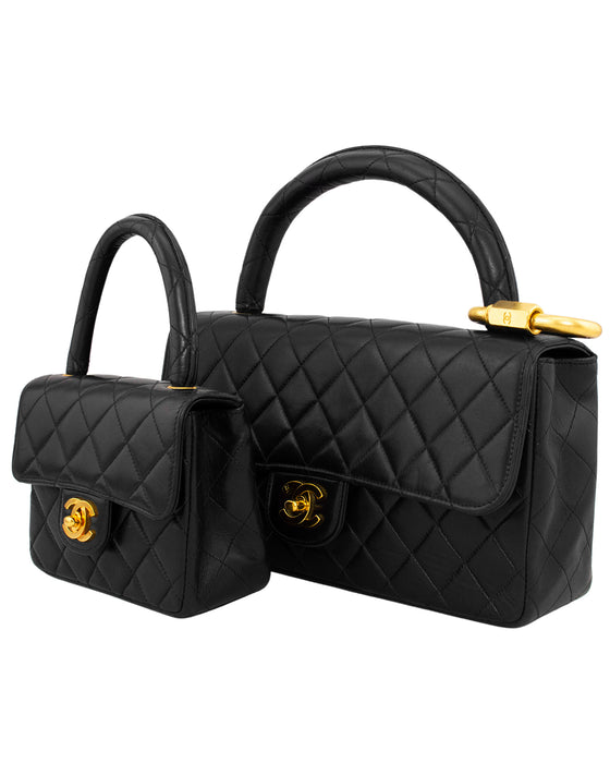 Black Lambskin Classic Single Flap Double Twin Bags Fall 1994