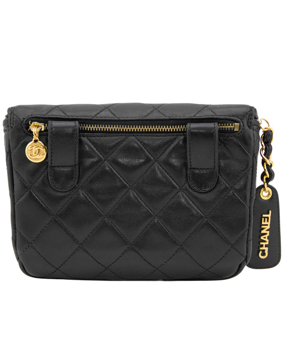 Black Quilted Waist Bag