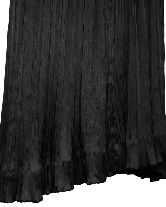 Black Silk Micro Pleated Shirt Dress