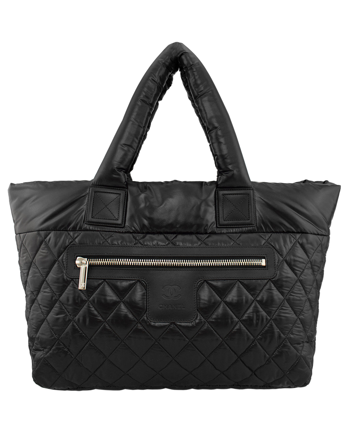 CHANEL Aged Calfskin Quilted Large Cotton Club Tote Black 866953