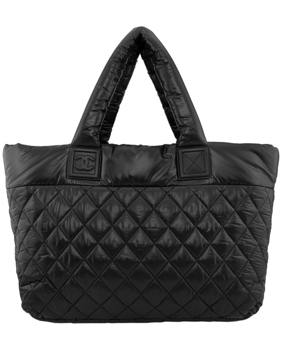 Black Coco Cocoon Quilted Puffer Tote