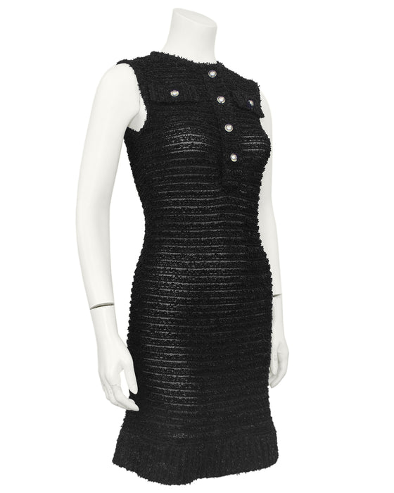 Black Boucle Sheer Dress