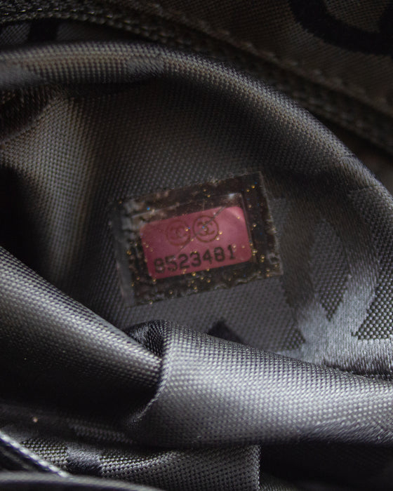 Authentic Chanel Black Calfskin Leather Contrast Stitch Surpique Bowler Bag