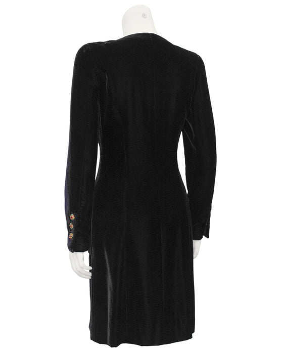 Black Velvet Dress with Gripoix Buttons