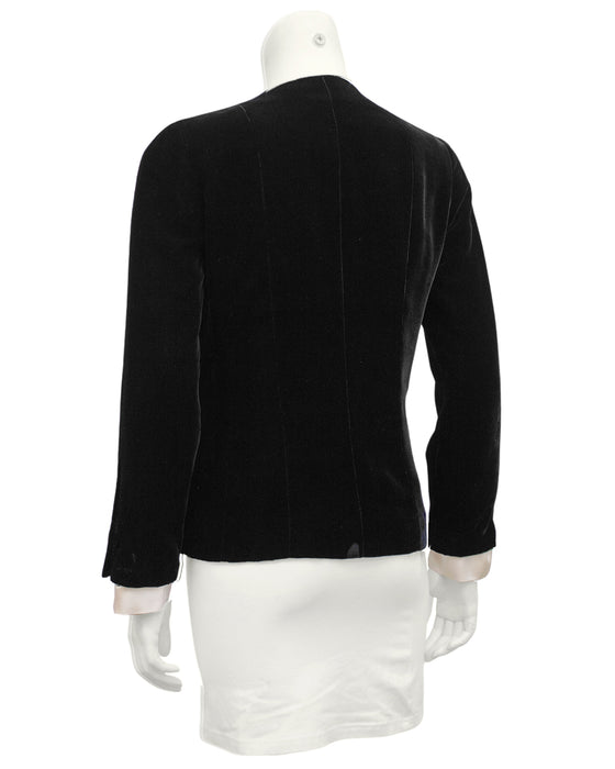 Black Velvet Jacket with Cream Satin Bows