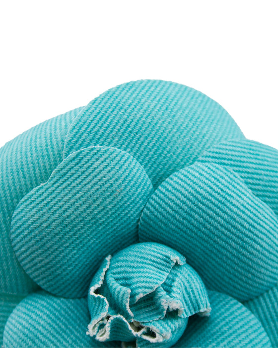 Turquoise Fabric Camellia Pin