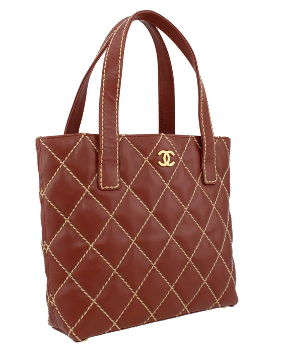 CHANEL Wild Stitch Quilted Leather Small Surpique Tote Bag